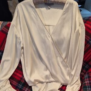 All Saints Cream Wrap Blouse